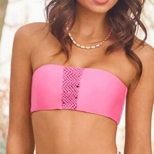 PILYQ Women's Pink Topaz Erika Bandeau Bikini Top PKT-040B Size S